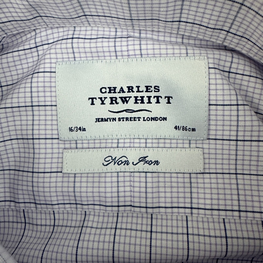 Charles Tyrwhitt Mens Slim Fit Non-Iron Dress Shirt French Cuff Purple 16/34 - Picture 3 of 7